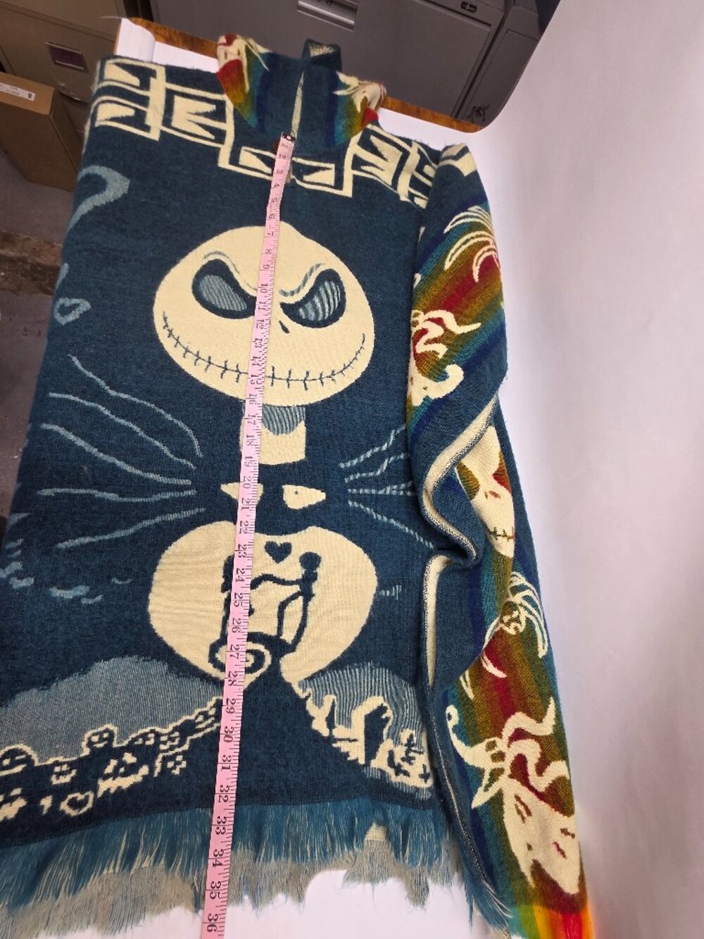 Elitex Hooded Poncho Jack Skellington Southwestern Aztec Hencho Ecuador Unisex - Picture 11 of 14